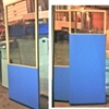 Skärmvägg EFG bok/glas/blå 210x80 cm