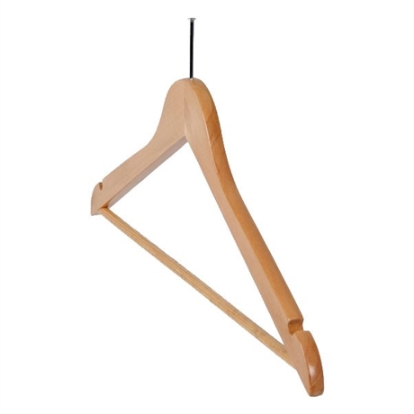 Trähängare 820B-PIN rak med byxslå & hotellsprint 45 cm natur 50-pack