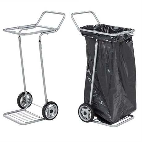 Säckvagn 125 liter, grå med hjul