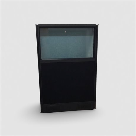 Skärmvägg EFG svart med överdel i glas höjd 120 cm