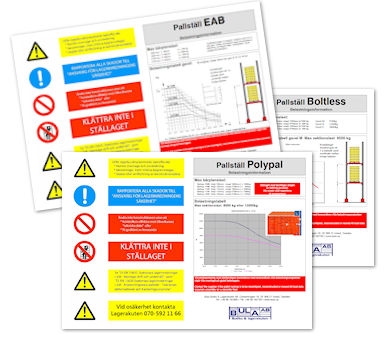 Belastningsskylt A4 för pallställ